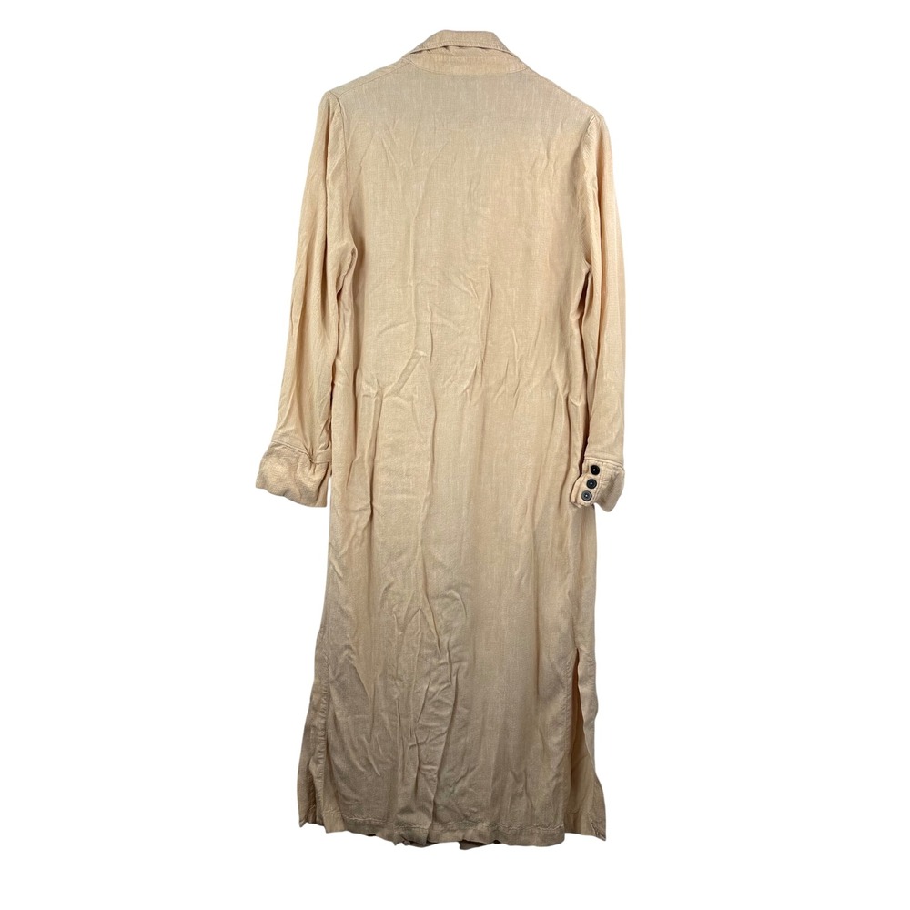 Zara TRF Duster Coat sz S/M Tan Double‎ Breasted Textured retro relaxed preppy - Picture 3 of 7